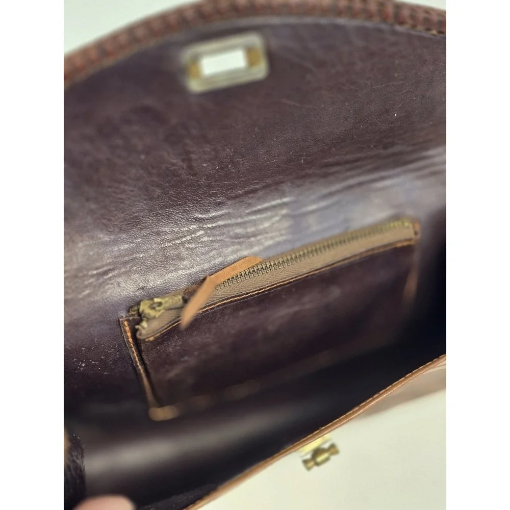 RARE‎ Vintage Brown Hand Tooled Leather Wallet Clutch , Gaiton - Made In Mexico